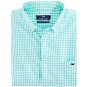 Vineyard vines classic fit seafloor gingham green